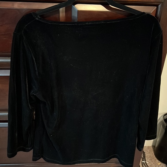 Ann Taylor Black Velveteen Top. Large. - Picture 2 of 5